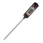 Digital insertion cooking / kitchen thermometer, 4 buttons, black color